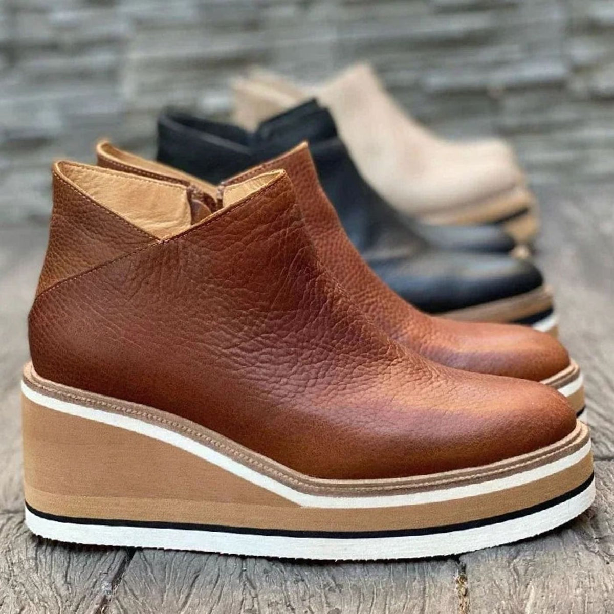 Nell | Chelsea Boots, Ankle Boots, Women, Platform, Wedge Heel, Slip On, Faux Leather, Pull