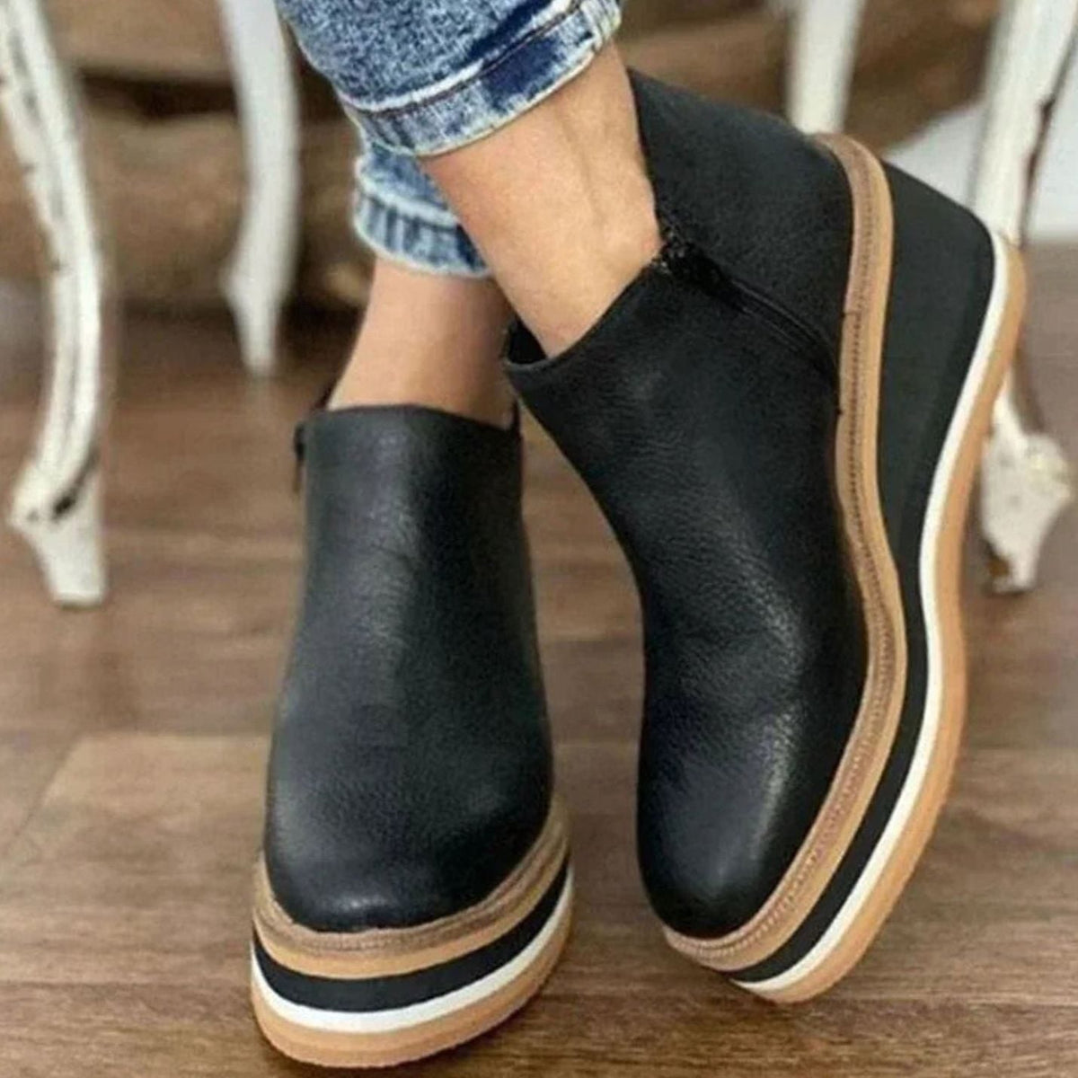 Nell | Chelsea Boots, Ankle Boots, Women, Platform, Wedge Heel, Slip On, Faux Leather, Pull