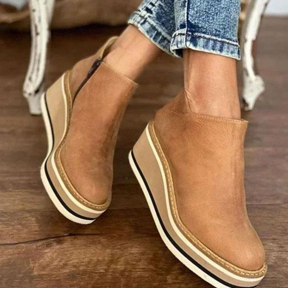 Nell | Chelsea Boots, Ankle Boots, Women, Platform, Wedge Heel, Slip On, Faux Leather, Pull