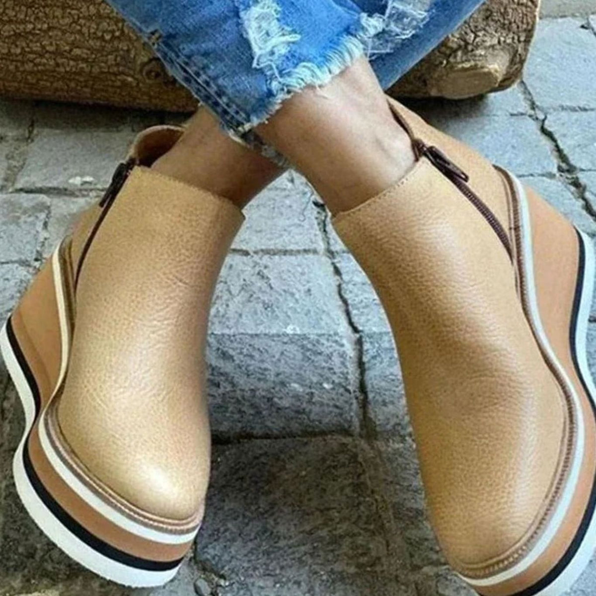 Nell | Chelsea Boots, Ankle Boots, Women, Platform, Wedge Heel, Slip On, Faux Leather, Pull