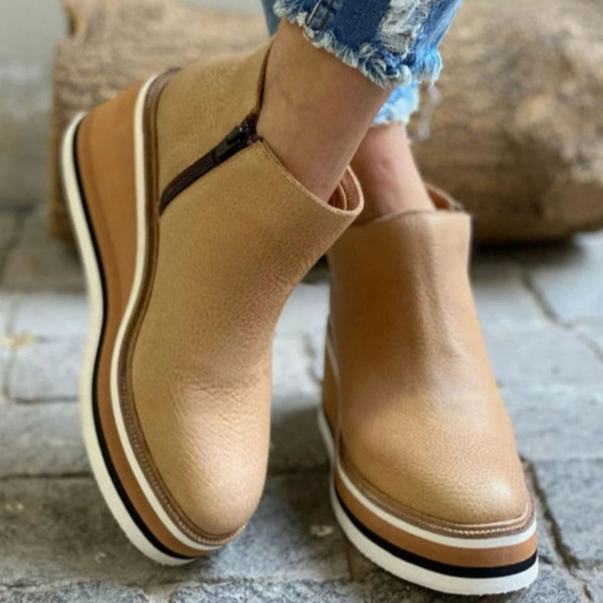 Nell | Chelsea Boots, Ankle Boots, Women, Platform, Wedge Heel, Slip On, Faux Leather, Pull