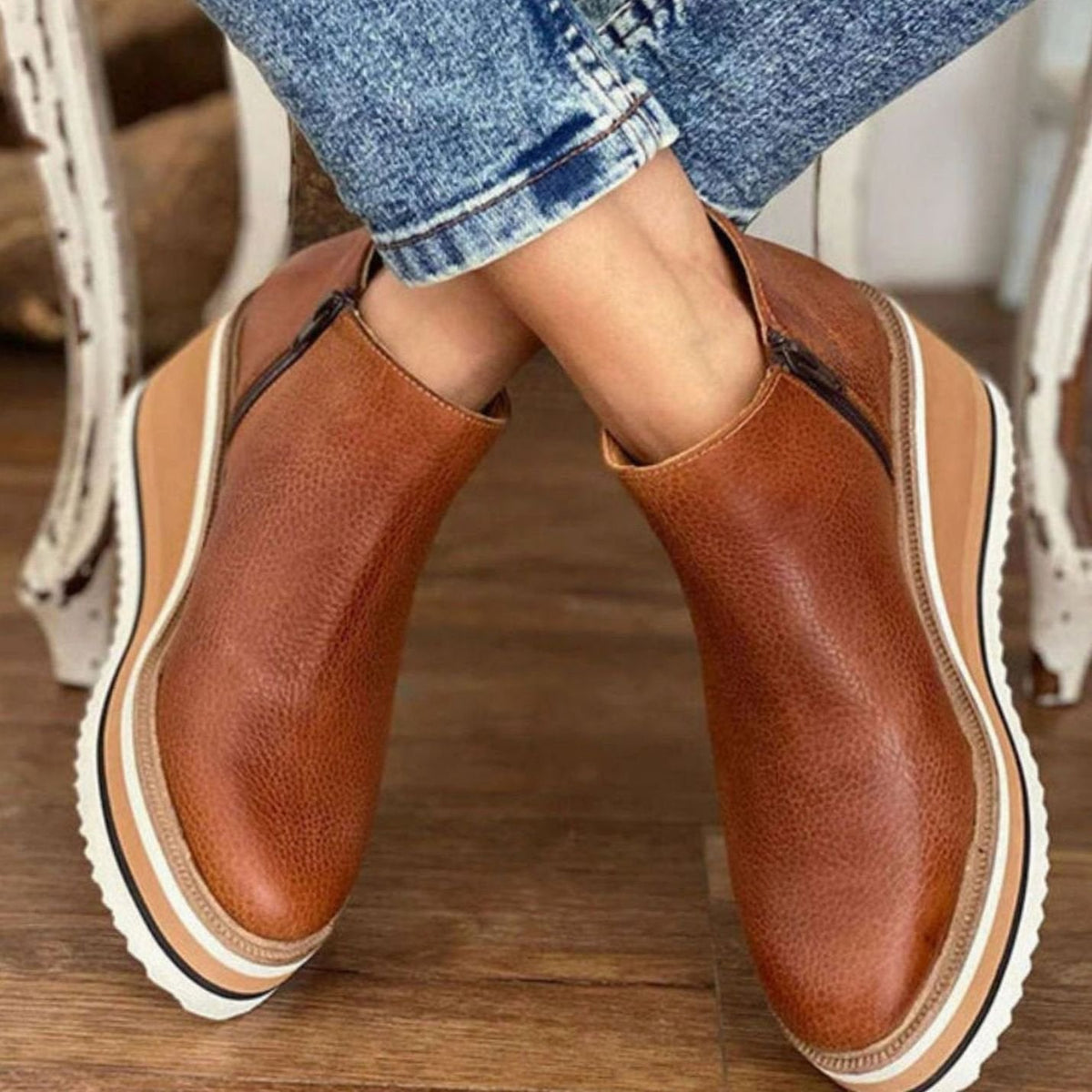 Nell | Chelsea Boots, Ankle Boots, Women, Platform, Wedge Heel, Slip On, Faux Leather, Pull