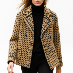 Christine Brewer Isabella cropped double-breasted knit cardigan for women, featuring a cozy wool texture and button details.