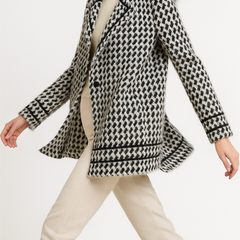 Isabella Christine Brewer women's cropped double-breasted knit cardigan in wool, shown in a cozy, stylish fit.