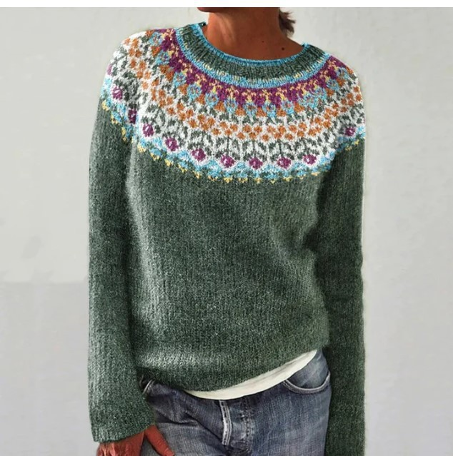 Anouska | Fair Isle Oversized Crew Neck Sweater for Women