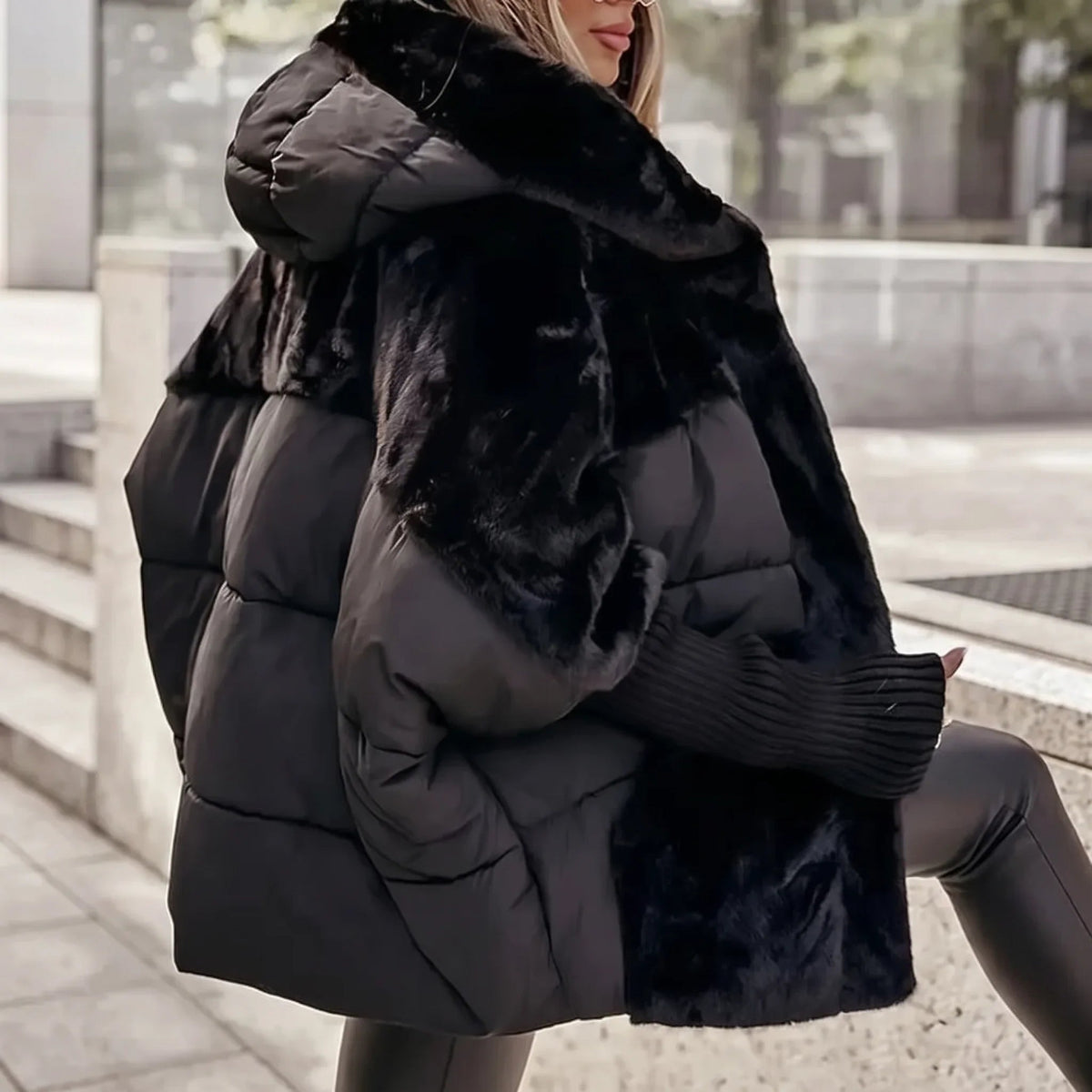 Trude | Women's Puffer Coat Faux Fur Hood Quilted Warm Winter Zip-Up
