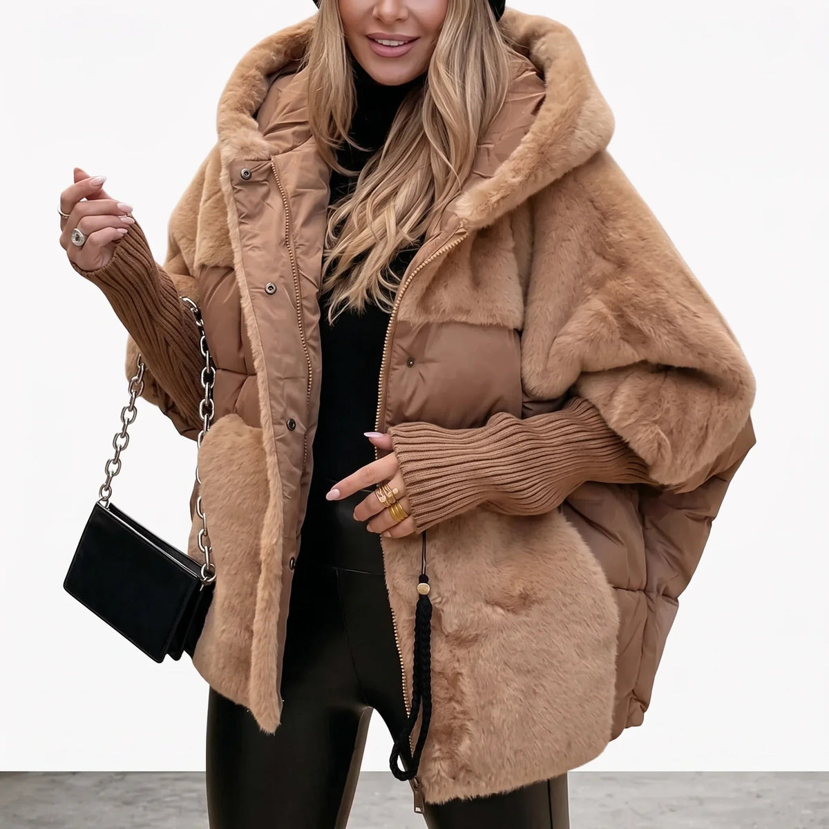 Trude | Women's Puffer Coat Faux Fur Hood Quilted Warm Winter Zip-Up